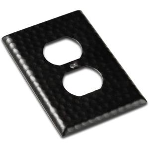 Monarch Abode Hand Hammered Duplex Metal Decorative Wall Plate Switch Plate Outlet Cover, 1-Gang, Matte Black (1Pack)