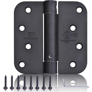 3 Pieces Self Closing Door Hinges 4 inch Matte Black Auto Close Hinge Adjustable 4 x 4 Inch Spring Hinges 5/8" Radius Corner Commercial Door Closer Hinge