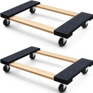 Simpli-Magic 79545 30 in. x 18 in. Hardwood Furniture Moving Dolly 1,320 lbs. Capacity 4 Swivel Wheels Heavy-Duty Furniture Dollies, 2 Pack
