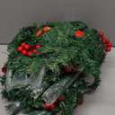 Christmas Garland,Christmas Garland with Lights,Xmas Decor,9 ft Rattan Artificial Flower Vine Plants Xmas Decorations for Indoor Outdoor Home Mantel Fireplace Stairs (Red)