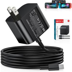 Switch 2 Charger - 60W Charger Compatible with Nintendo Switch 2/Switch/OLED/Lite/Steam Deck, Support TV Dock Mode, AC Adapter Power Supply 20V 3A Fast Charging with 5Ft USB C Cable