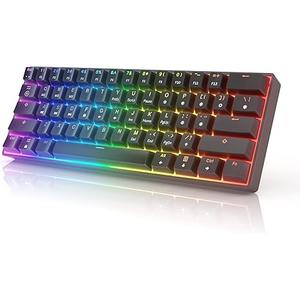 HK GAMING GK61 Mechanical Gaming Keyboard - 61 Keys Multi Color RGB Illuminated LED Backlit Wired Programmable for PC/Mac Gamer Clicky Switch (Gateron Optical Blue)