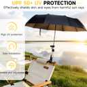 Chair Umbrella with Universal Clamp, Portable Canopy Sunshade, Adjustable 360° Swivel, UPF 50 Plus UV Protection, Clip On Umbrella for Beach Chair, Camping Chair Patio, Stroller, Wheelchair Golf Cart