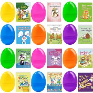 DIYDEC 24Pcs Filled Easter Eggs with Mini Books, Miniatures Dollhouse Books for Anxiety Bookshelf Easter Dollhouse Decor Accessories for Kids Adults Basket Stuffers Party Favors Classroom Prizes Gifts