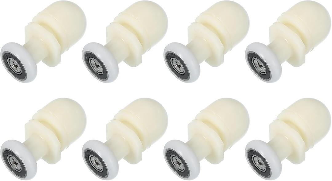 uxcell 19mm Shower Door Rollers, Sliding Shower Doors Runners Wheels Replacement for Bathroom Glass Doors 4-6mm, White 8 Pcs