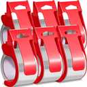 Packing Tape with Dispenser, Heavy Duty Shipping Tape Packaging Tape Dispensers for Shipping Mailing Moving Sealing Storage and Packing, 2 in. x 22.2 yd., 6 Tape Rolls with Dispensers