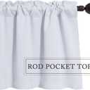 2 x MIULEE Blackout Valance Rod Pocket Thermal Insulated Window Treatment Tiers Solid Short Curtain for Small Window Bedroom 52 x 18 Inches 1 Panel Greyish White