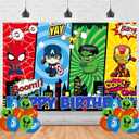 Super Hero Birthday Party Supplies Backdrop 5x3 Cartoon Hero Boys Kids Happy Birthday Background Photography City HeroParty Decorations Banner Photo Booth Props