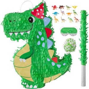 VINTS Dinosaur Pinata,Kids Dino Piñata with Blindfold, Dinosaur Themed Party Decor,Perfect for School Parties, Birthday Parties (16.93 × 12.6× 3.15in)