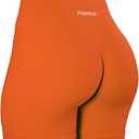 AUROLA Power Workout Shorts for Women Tummy Control Squat Proof Ribbed Thick Seamless Scrunch Active Short (Medium, Persimmon Orange)