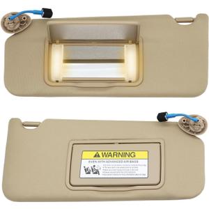 Beige Sun Visor Right Passenger&Left Driver Compatible with Accord 2008-2012 2013 2014 2015 2016 2017 W/Light Mirror 83230-TA0-A91ZB 83230TA0A91ZB