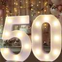 Pooqla 50th Birthday Decorations for Women Men, Light Up Numbers 50 for Party Table Backdrop Wall Decors, 50th Birthday Gift for Her Him, Marquee Number for Wedding Anniversary Decorations (White)