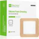 NeuHeils Silicone Foam Dressing with Gentle Border 4''x4'', 20 Pack for Bed Sore Leg Ulcer, High Absorbency Large Waterproof Silicone Wound Bandage (4''x4'' (20 Packs))