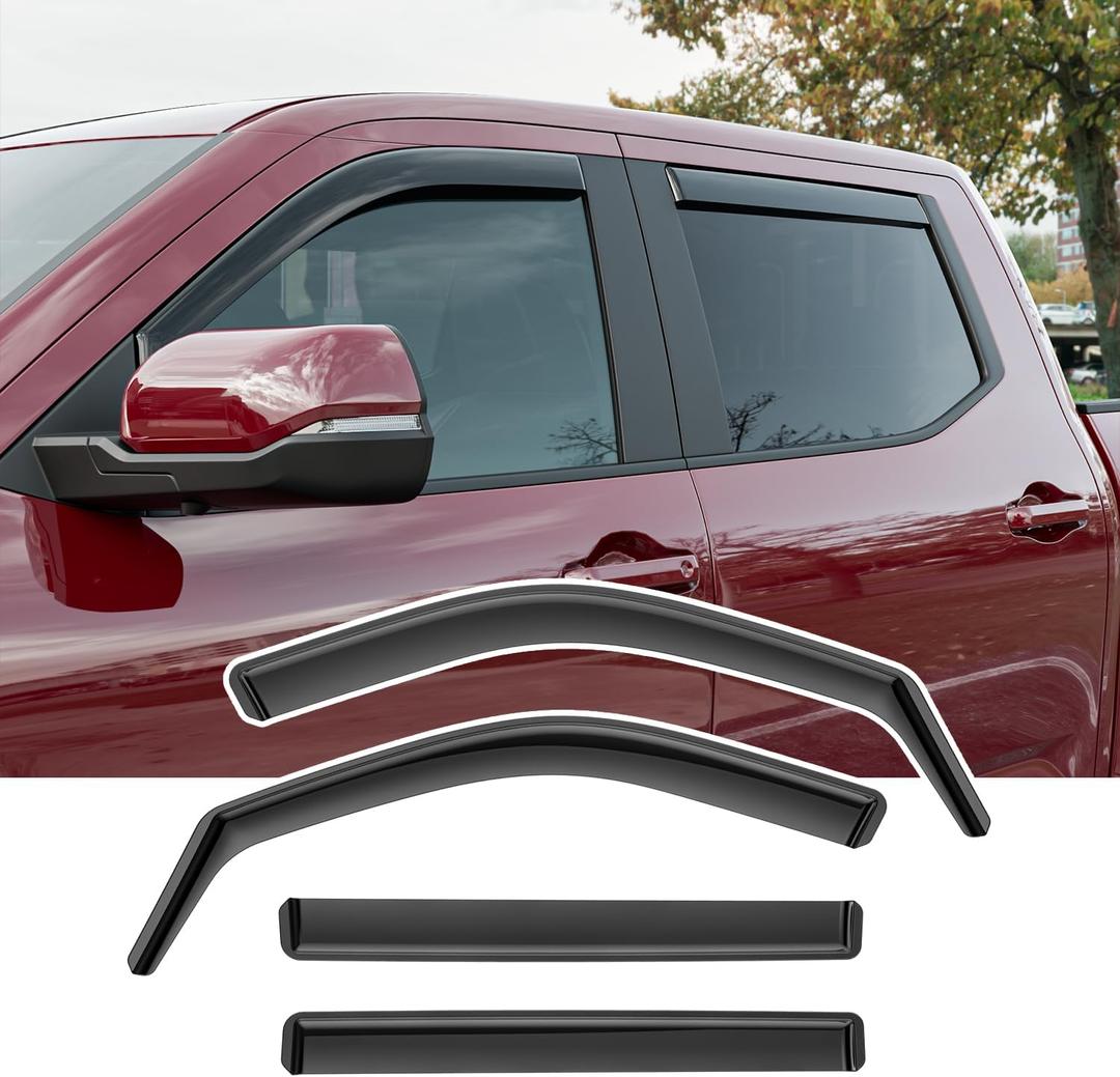 Xipoo Rain Deflector Compatible with 2022-2025 Toyota Tundra CrewMax Side Window Visor Deflector Visor Trim Cover Replacement for 2022 2023 2024 2025 Toyota Tundra Accessories