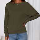 Zenlonr Long Sleeve Tops for Women Fall Fashion Outfits 2025 Crewneck Knit Basic Tee Shirts Business Casual Tops (L)