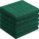 Homaxy 100% Cotton Terry Kitchen Towels(Dark Green, 13 x 28 inches), Checkered Designed, Soft and Super Absorbent Dish Towels, 5 Pack