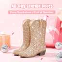 Motasha Glitter Girls Cowgirl Boots Sparkly Cowboy Dress Boots For Toddler To Big Kid Mid Calf Pointed Toe Party Birthday Horse Riding, Size 1