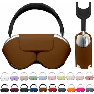 Maxjoy for Apple Airpods Max Smart Case Cover, Soft PU Leather Protective Case Accessories, Brown