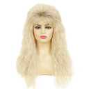 Amnenl Blonde Long Curly Wig for Women 70s 80s Rocker Punk Wigs with Bangs Cosplay Halloween Costume Party Wigs