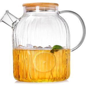 Peohud Glass Teapot Stovetop Safe 60 Oz, Glass Pitcher with Bamboo Lid, Borosilicate Clear Tea Kettle with Removable Filter Spout, Teapot for Loose Leaf and Blooming Tea Peohud Glass Teapot Stovetop Safe 60 Oz, Glass Pitcher with Bamboo Lid, Borosilicate Clear Tea Kettle with Removable Filter Spout, Teapot for Loose Leaf and Blooming Tea