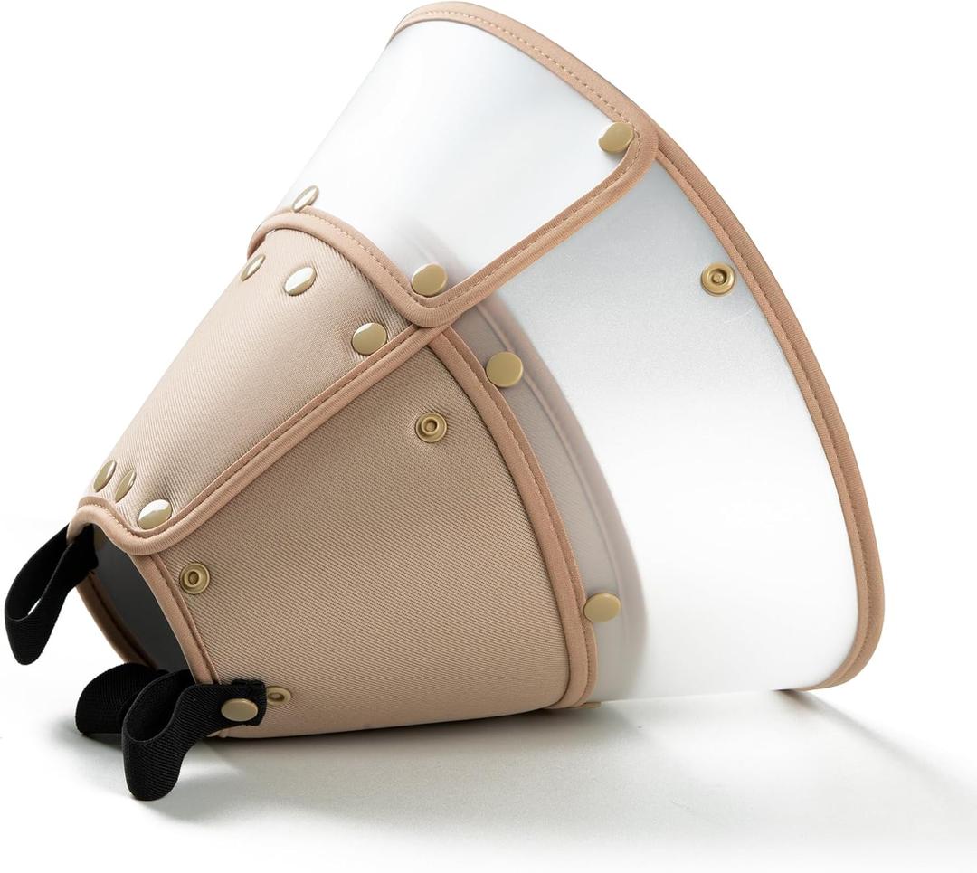 Soft Dog Cone Collar for Large Medium Small Dogs After Surgery, Adjustable Pet Recovery E-Collar, Elizabethan Collar for Dogs and Cats, Tan Large Long
