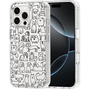 MOSNOVO Case for iPhone 16 Pro Max, [Buffertech 6.6ft Military-Grade Drop Protection] [Anti Peel Off Tech] Clear TPU Bumper Phone Case Cover Design - Doodle Dog