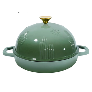 Bread Oven Cast Iron Bread Dutch Oven with Cloche Lid for Bread Baking Green Enameled Cast Iron Bread Oven with Dome Lid for Sourdough, 9.8 Inches (Green)