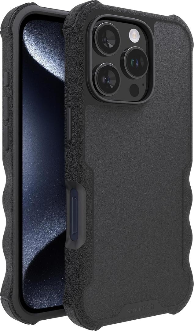 Smartish iPhone 16 Pro Protective Magnetic Case - Gripzilla Compatible with MagSafe [Rugged + Tough] Heavy Duty Armor Slim Cover w/Drop Tested Protection for Apple iPhone 16 Pro - Black Tie Affair