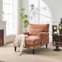 Modern Accent Chair, Upholstered Chaise Lounge Sofa Recliner for Living Room, Bedroom, Office, Spacious Seating with Soft Cushion, Orange