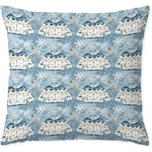 Vintage Blue Christmas Sweater Pillow Covers 18x18, Holiday Winter Snowflake Christmas Sewing Quilting Decorative Throw Pillow Covers for Couch Sofa Bedroom Living Room Home