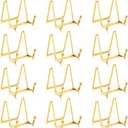 Kenning 12 Pieces Gold Plate Holder Easel Display Stand Metal Book Display Stand Tabletop Picture Frame Holder Photo Square Iron Easel Decorative for Kitchen Office Room Tabletop(3 Inch)