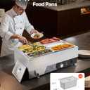 VEVOR Commercial Food Warmer, 1500W Electric Stainless Steel Steam Food Warming with Lid, Fast Heating Countertop Buffet Bain Marie with Six 1/3 Size Food Pans, for Catering, Restaurant and Party