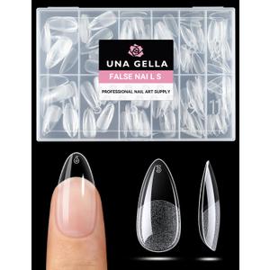 UNA GELLA Almond Nail Tips Medium 216pcs X-Soft Gel Press On Nails
12 Sizes Fake Nails, Natural Fit, Lightweight Design, DIY Nail Art, Extensions, French Styles and Salon Looks