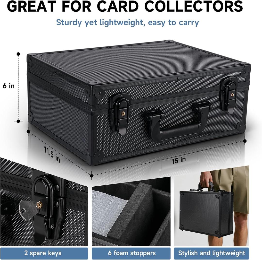 Eugsph Trading Card Storage Box for 3" X 4" 35pt Toploaders 600+, Sturdy Secure Large Capacity Hard Case with 6 Foam Stoppers, Fits Toploader Magnetic Holders MTG Baseball Sports Card Storage Box Case