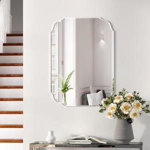 KOHROS 20x28 Inch Silver Bathroom Mirror,Rectangle Metal Frame Mirror,Anti-Rust, Shatter Proof, Hangs Horizontally or Vertically for Bathroom Vanity Mirror,Room