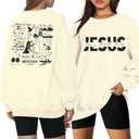 LUKYCILD Christian Sweatshirts for Women Jesus Shirts Bible Verse Inspirational Sweatshirt Oversized Graphic Pullover Tops Apricot (Beige, S)