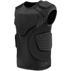 Youth Football Padded Shirt, Chest Rib Protector, Compression Padded Vest with 5-Pad for Sports Paintball Football Baseball Lacrosse no size