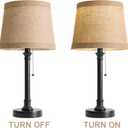 Oneach 19.5" Small Table Lamp for Bedroom - Bedside Lamps for Nightstand, Black Table Lamp for Living Room with Fabric Shade, Desk Reading Lamp for Kids Room Living Room Office Dorm
