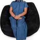 Big Joe Classic Bean Bag Chair, Black Smartmax, Durable Polyester Nylon Blend, 2 feet Round (Single, Stretch Limo Black)
