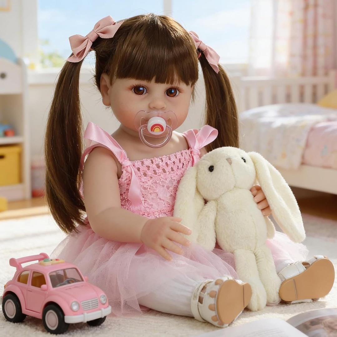 SCOM Lifelike Reborn Dolls Girl -20 Inch Realistic Baby Doll Newborn Baby DollsLifelike Baby Doll Silicone Toddler Clothes Gift Set for Age 3+