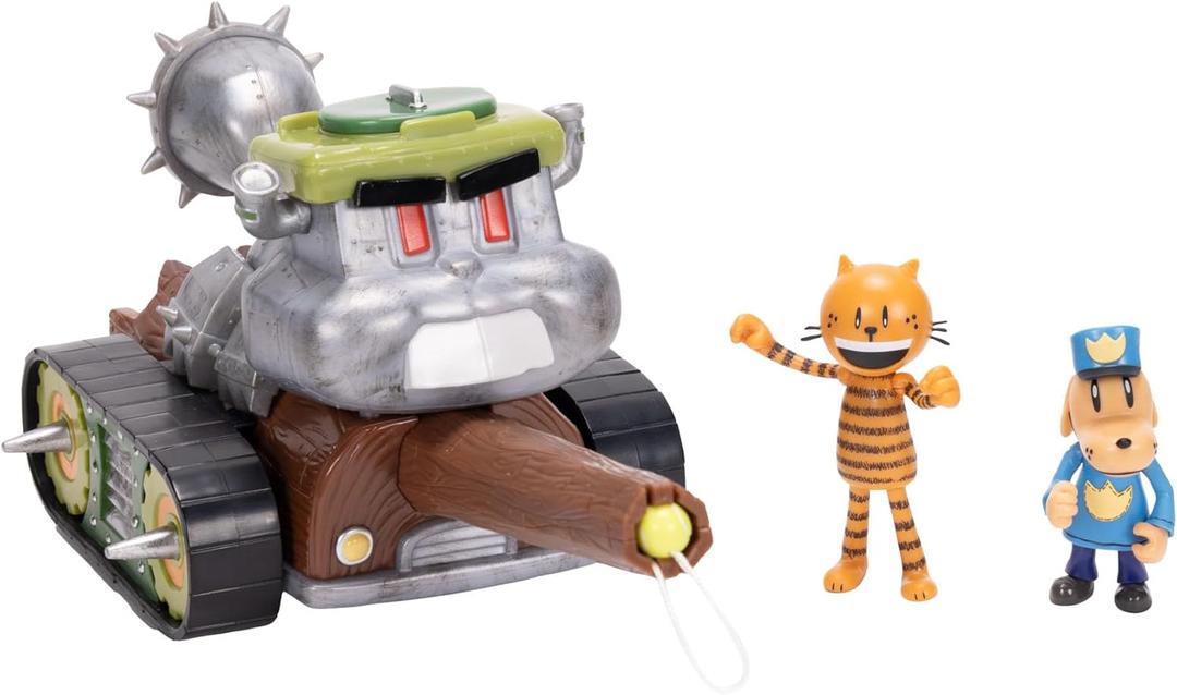 JAKKS Dog Man Squirrel Tank Shooter Vehicle Playset with Petey and Dog Man Action Figures