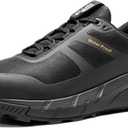 NORTIV 8 Men's Waterproof Hiking Shoes Lightweight Trekking Walking Fashion Sneakers with Arch Support for Camping Tennis Outdoor Training StreamRunner (Black)