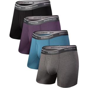 BAMBOO COOL Men's Underwear Boxer Briefs Soft Breathable Underwear (4 or 7 Pack) (XX-Large, 10-dark Gray/Midnight Blue/Purple/Black(4 Pack))