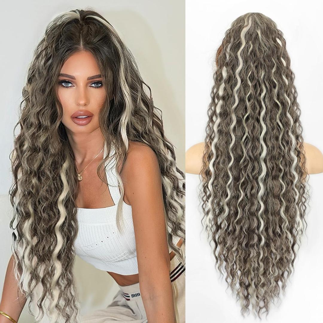 FREEMEIGE Claw Clip Ponytail Extension Long Wavy Ponytail Extension 30" Curly Pony Tail Clip in Hair Extensions for Women Fluffy Natural Looking Synthetic Hairpiece for Daily Use