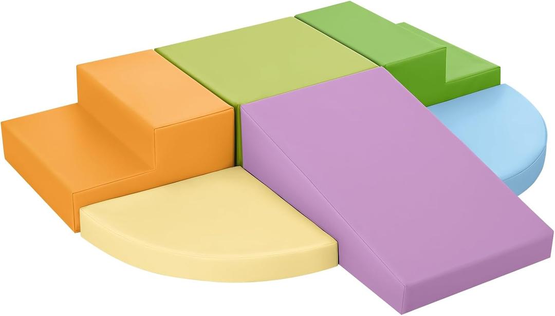 6-Piece Foam Climbing Blocks for Toddlers: Baby Foam Climbing Gym PU Leather Colorful Indoor Toy Building Blocks