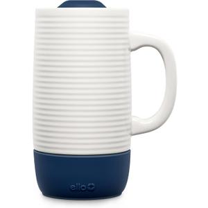 Ello Jane 18oz Ceramic Travel Mug with Handle, Splash-Resistant Slider Lid and Built-in Coaster, Perfect for Coffee and Tea, BPA Free, Dishwasher Safe, Holiday Gift Her Him, Midnight