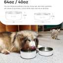 Dog Bowl, Stainless Steel Dog Food and Water Bowl with Non Slip Quiet Bottom, Easy to Clean, Dishwasher Safe, 40oz, White