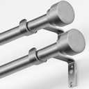 Oneach 2-Pack Heavy Duty Curtain Rods for Windows 28 to 48 Inch, 1 Inch Pole Adjustable Curtain Rod with Easy Installation and Modern Design (Silver, 16 to 60 Inch)