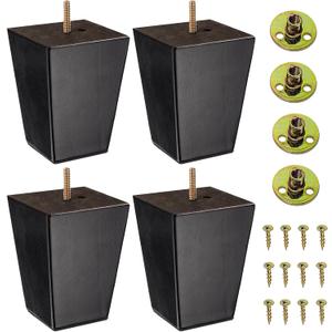 Set of 4 Wood Furniture Legs 5 Inch - Espresso Square Tapered Feet Replacement for Sofa, Couch, Chair, Ottoman, Stool, Coffee Table, Bed, or DIY Projects