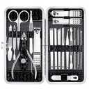 Yougai Manicure Set Nail Clippers Set, 18Pcs Manicure Kit Stainless Steel Nail Kit, Professional Nail Grooming Kit, Pedicure Nail Care Tools with Travel Case (Black)